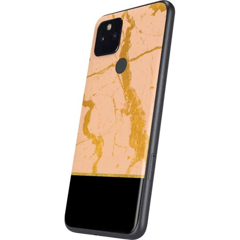 Pink Gold and Black Marble Google Pixel 5a Skin